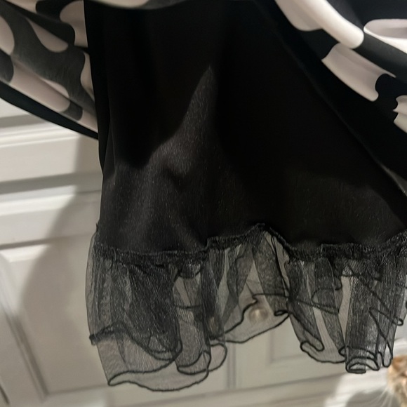 👑Black and white polka dot dress layered look lined skirt - Picture 6 of 13